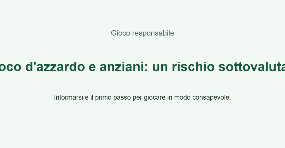 Illustrazione informativa: Gioco d'azzardo e anziani: un rischio sottovalutato