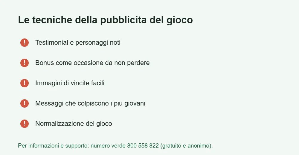 Infografica sulle tecniche della pubblicita del gioco