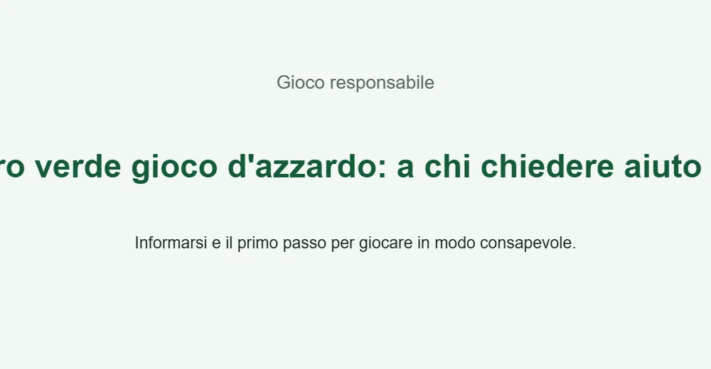 Illustrazione informativa: Numero verde gioco d'azzardo: a chi chiedere aiuto subito