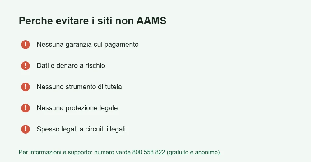 Infografica sui rischi dei siti non AAMS