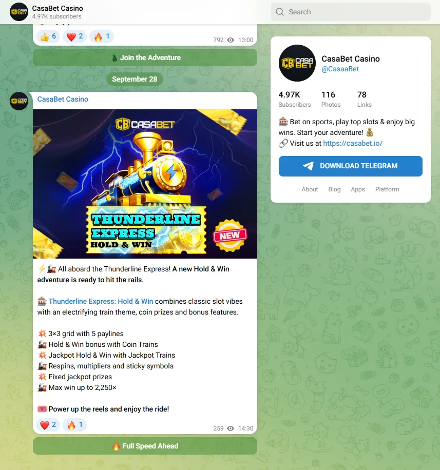 casabet casino su telegram