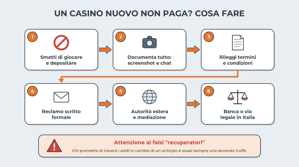nuovi casino non paga cosa fare